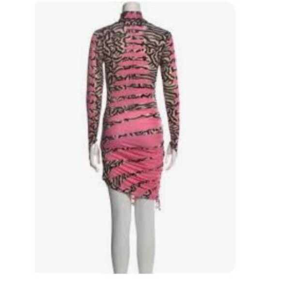 Maisie Wilen Pink Ruched Turtleneck Mini Dress NWOT Yeezy Designer - Size M - Picture 7 of 14
